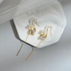 Floral Drop Earring 1 Pair - Gold & White - One Size