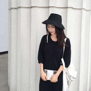 3/4 Sleeve Polo Shirt Dress