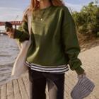 Colored Fleece-lined Boxy Pullover