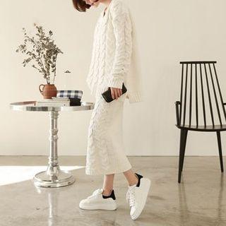 Set: Cable-knit Sweater + Slipdress