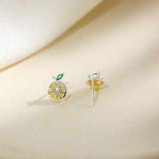 925 Sterling Silver Crystal Lemon Stud Earrings Earring - One Size