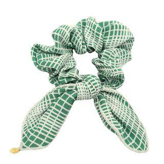 Ribbon Patterned Scrunchy Hair Tie Mint Green - One Size