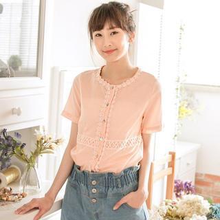 Short-sleeve Paneled Blouse