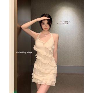 Halter Layered Mini Bodycon Dress