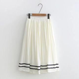 Contrast Hem A-line Midi Skirt