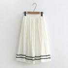 Contrast Hem A-line Midi Skirt