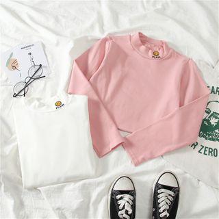 Mock-neck Smiley Face T-shirt