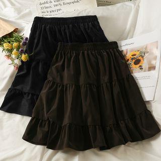 Elastic High-waist Ruched Mini Skirt