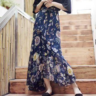 Printed Mermaid Maxi Skirt