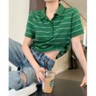 Short-sleeve Striped Polo-shirt Green - One Size
