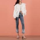 Feather & Rhinestone Cropped Boot-cut Jeans