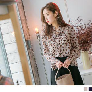 Lace Up Floral Print Top