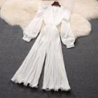 Puff-sleeve Wide Leg Jumpsuit
