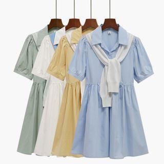 Mock Two-piece Button-up A-line Dress