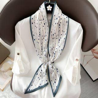 Dotted Striped Satin Narrow Scarf