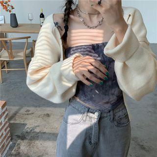 Dye Print Camisole / Open Front Cropped Cardigan