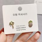 Non-matching Rhinestone Pineapple & Tree Earring 1 Pair - E1638 - Gold - One Size
