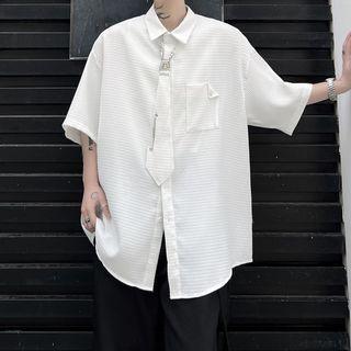 Elbow-sleeve Chained Tie Shirt
