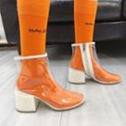 Transparent Zip-up Block Heel Ankle Boots