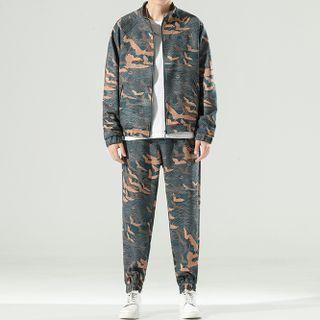 Set: Print Zip-up Jacket + Jogger Pants