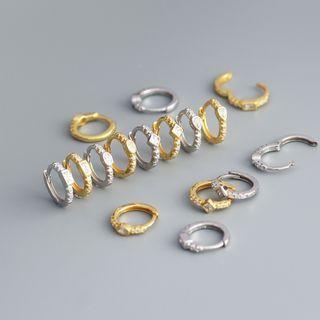 Rhinestone Sterling Silver Hoop Earring (various Designs)