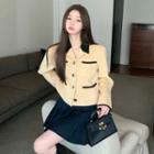 Pocket Detail Coat / Mini Pleated Skirt