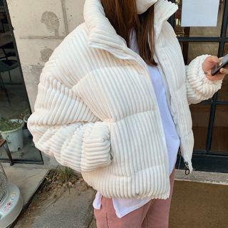 Turtle-neck Corduroy Padded Jacket
