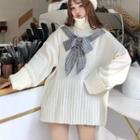 Bow Accent Sweater White - One Size