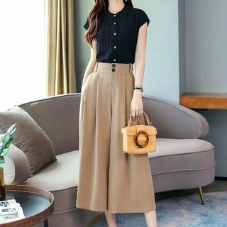 Set: Cap-sleeve Top + A-line Midi Skirt