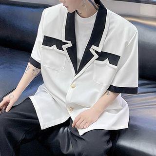 Elbow-sleeve Two-tone Blazer