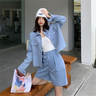 Plain Jacket / High-waist Shorts - 2 Colors