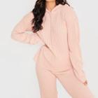 Set: Long Sleeve Ribbed-knit Hoodie + Sweatpants