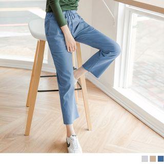 High Waist Drawstring Straight-cut Pants