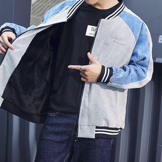 Printed Color Block Baseball Jacket