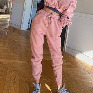 Drawstring Sherpa-fleece Jogger Pants