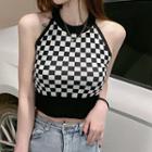 Checkerboard Knit Top Black - One Size