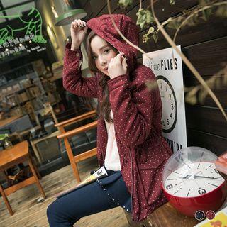 Fleece-lined Hooded Dotted Jacket