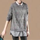 Mock Two-piece All Over Star Sweatshirt