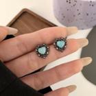 Heart Gemstone Earring 1 Pair - 925 Silver - Blue - One Size