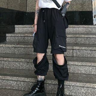 Lettering Straight Fit Pants Black - One Size