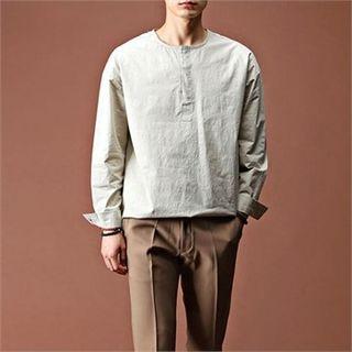 Round-neck Washed Cotton Shirt
