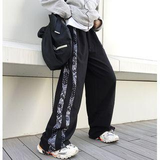 Printed Panel Drawstring-cuff Pants