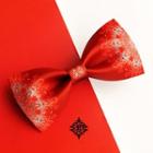 Wedding Chinese Characters Bow Tie Wine Red - One Size