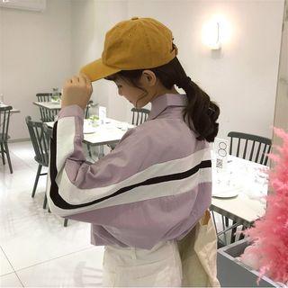 Color-block Striped Long-sleeve Loose-fit Shirt