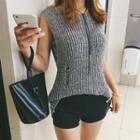 Sleeveless Distressed Knit Top