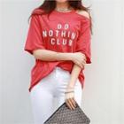 Cutout-detail Lettering Boxy-fit T-shirt