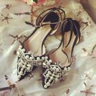 Embellished Ankle Strap Pointy Flats