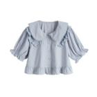 Lace Trim Collar Short Sleeve Shirt