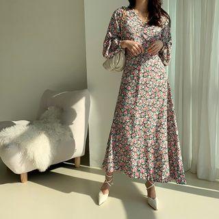 A-line Rosette Maxi Dress Black - One Size