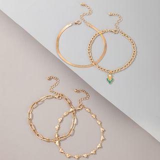 Set Of 4: Anklet 16334 - Set Of 4 - Gold - One Size